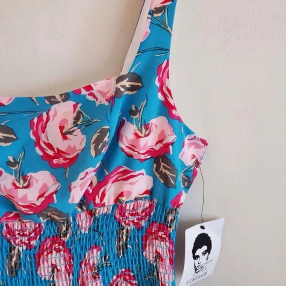 Betsey Johnson Vintage Rose Tiered Ruffle Dress Size 12 - Picture 4 of 8